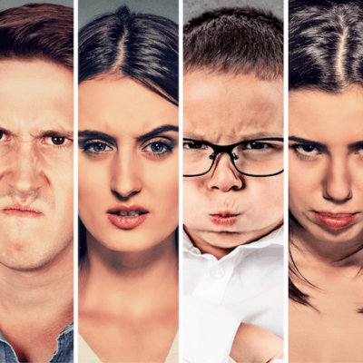 Faces of angry people